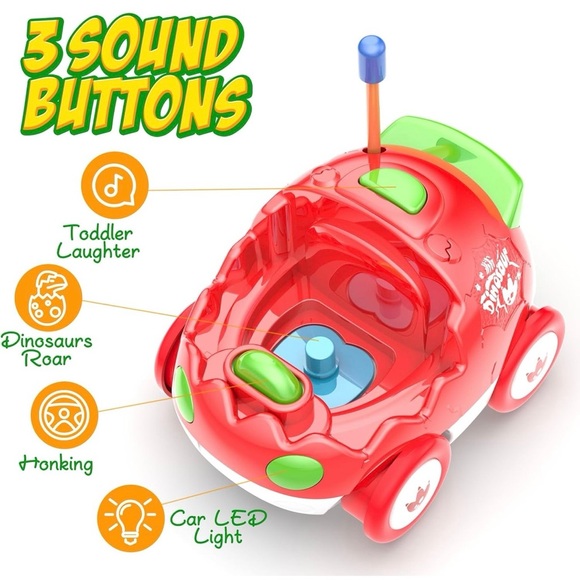 Remote Control Dinosaur Cars for Kids - Red and Blue - Picture 2 of 4